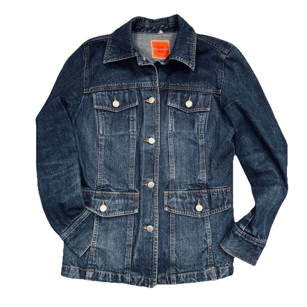 Isaac Mizrahi Denim Jacket S/M Blue Jean Button Pockets Womens